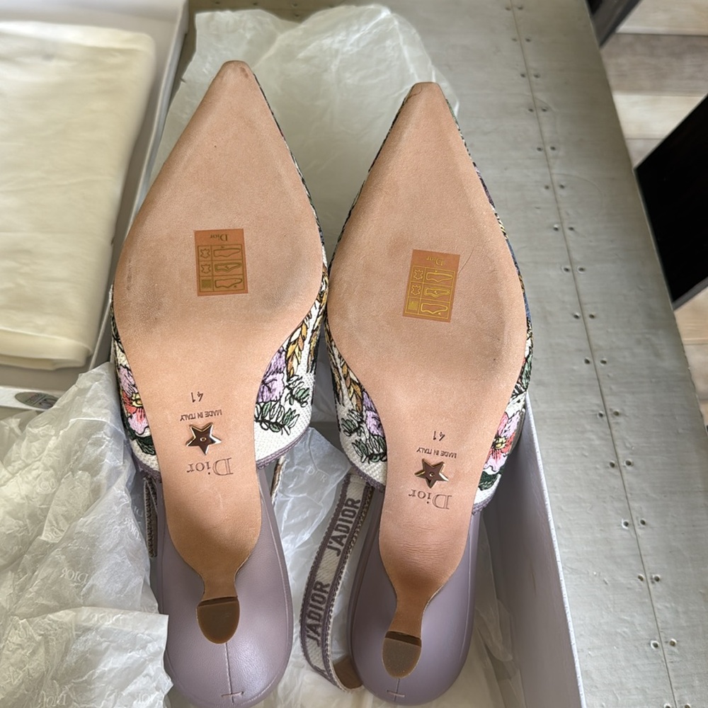 Christian Dior j’adior stiletto sling pump lilac multi color floral sz 41 - Picture 8 of 11